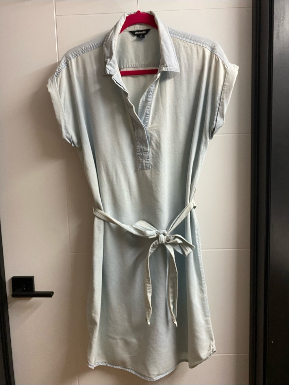 Light Wash Chambray Shirt Dress - Pale Blue
